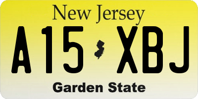 NJ license plate A15XBJ