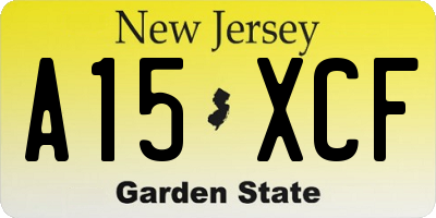 NJ license plate A15XCF