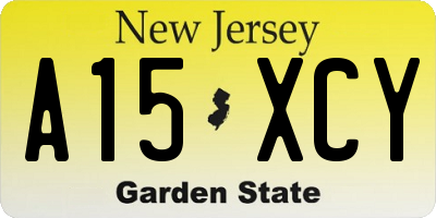 NJ license plate A15XCY