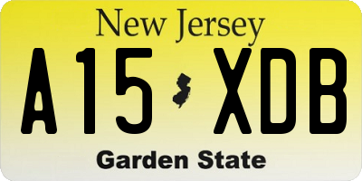 NJ license plate A15XDB