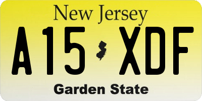 NJ license plate A15XDF