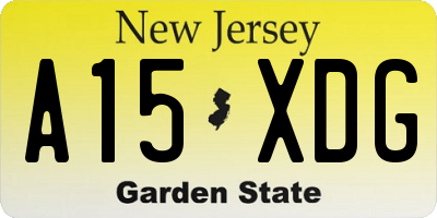 NJ license plate A15XDG