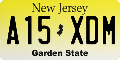 NJ license plate A15XDM