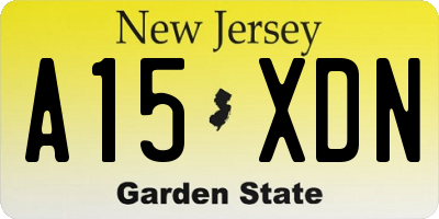 NJ license plate A15XDN
