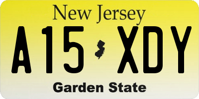 NJ license plate A15XDY