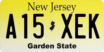 NJ license plate A15XEK