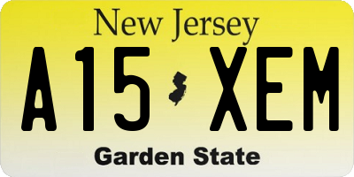 NJ license plate A15XEM