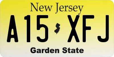 NJ license plate A15XFJ