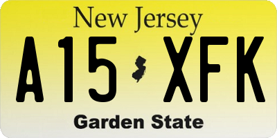NJ license plate A15XFK