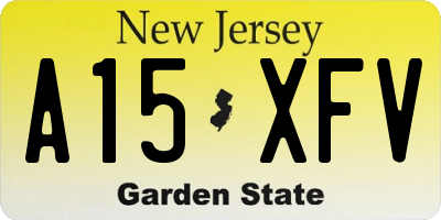 NJ license plate A15XFV