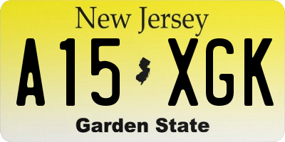 NJ license plate A15XGK