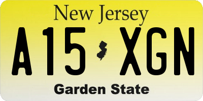 NJ license plate A15XGN