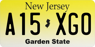 NJ license plate A15XGO