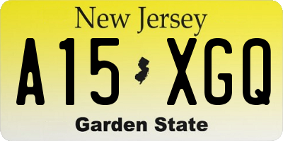 NJ license plate A15XGQ