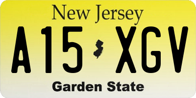 NJ license plate A15XGV
