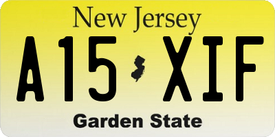 NJ license plate A15XIF