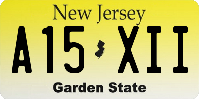 NJ license plate A15XII
