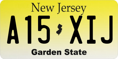 NJ license plate A15XIJ