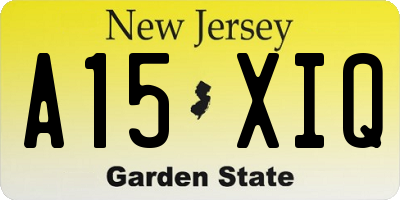 NJ license plate A15XIQ
