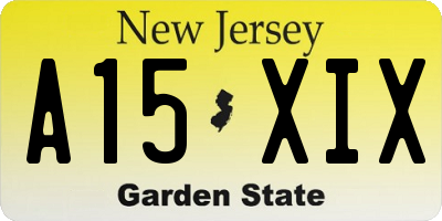 NJ license plate A15XIX
