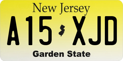 NJ license plate A15XJD