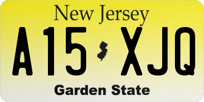 NJ license plate A15XJQ