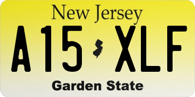 NJ license plate A15XLF