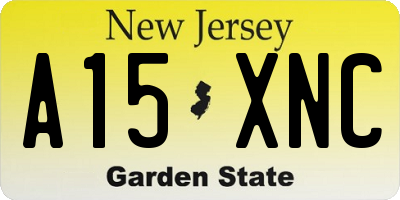 NJ license plate A15XNC