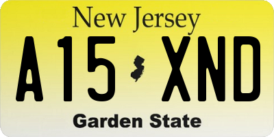 NJ license plate A15XND