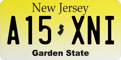 NJ license plate A15XNI