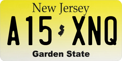 NJ license plate A15XNQ