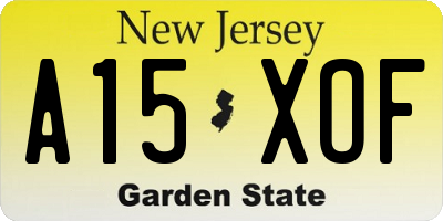 NJ license plate A15XOF