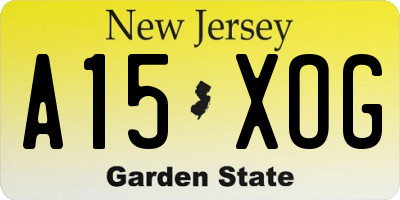 NJ license plate A15XOG