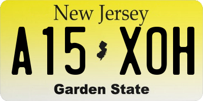 NJ license plate A15XOH