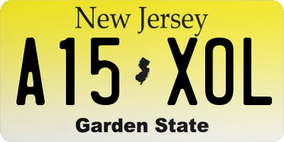 NJ license plate A15XOL