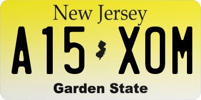 NJ license plate A15XOM