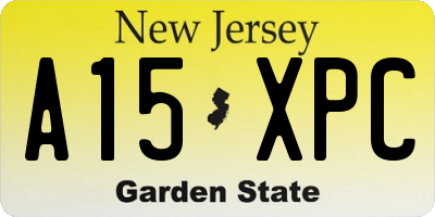 NJ license plate A15XPC
