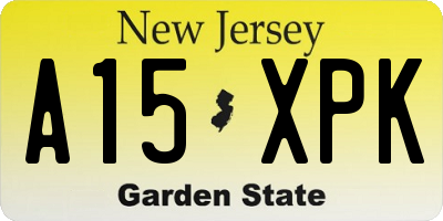 NJ license plate A15XPK
