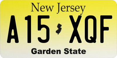 NJ license plate A15XQF