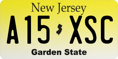 NJ license plate A15XSC