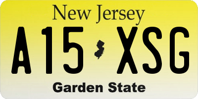 NJ license plate A15XSG