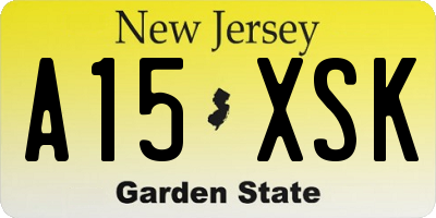 NJ license plate A15XSK