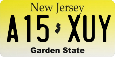NJ license plate A15XUY