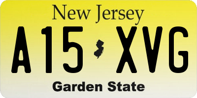 NJ license plate A15XVG