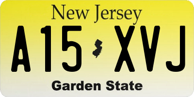 NJ license plate A15XVJ
