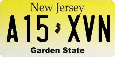 NJ license plate A15XVN