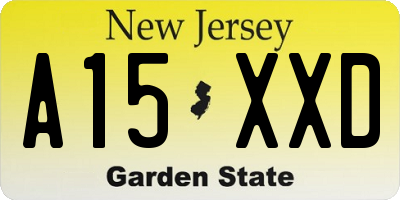 NJ license plate A15XXD