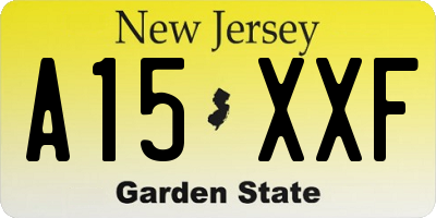 NJ license plate A15XXF