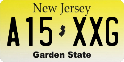 NJ license plate A15XXG