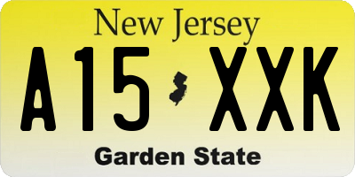 NJ license plate A15XXK